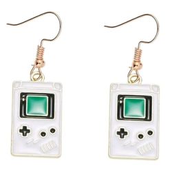 Retro Nintendo Gameboy Earrings White,Gold Tone Great For Gift 1.3" New