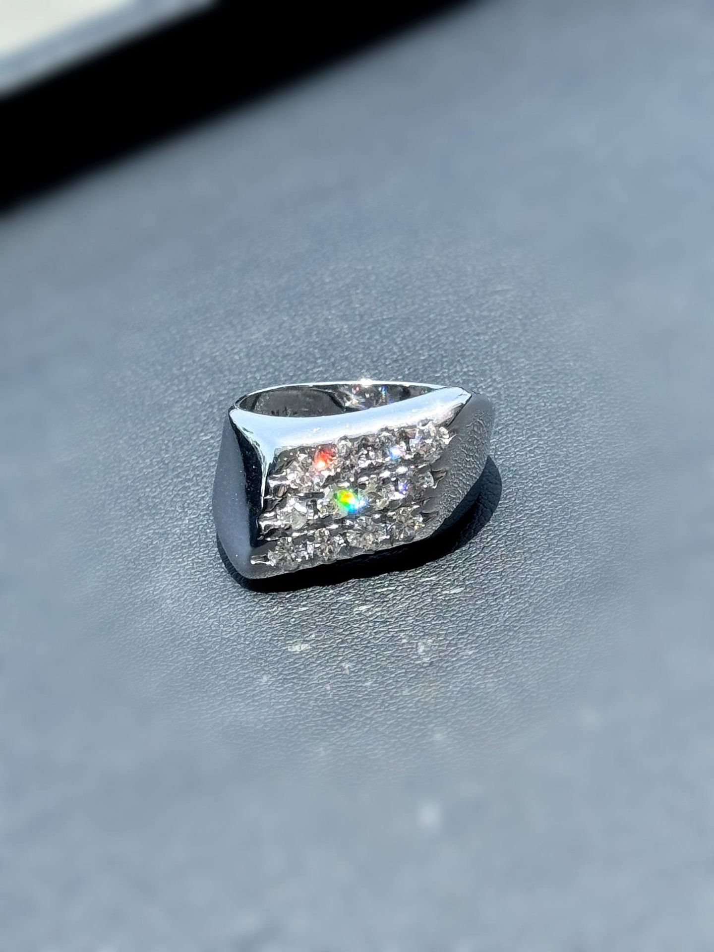 14k solid white gold 1.2CTW natural diamond abstract shape fashion ring sz7