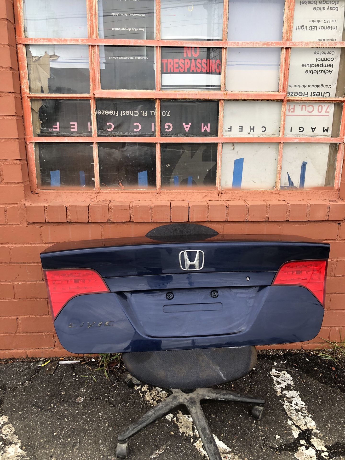 Blue Honda Civic Trunk Lid Rear Deck