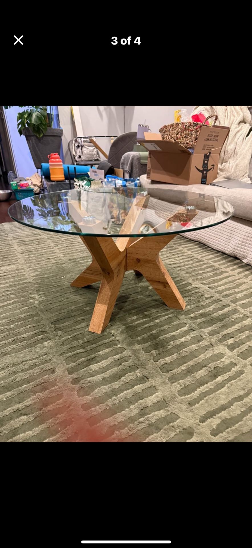 Glass Top & Solid Wood Coffee Table