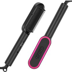 Prizm Hair Straightener Brush, 20s Fast Heating, Negative Ions Hair Straightening Comb with Less Frizz, 4 Temp Settings & LED Display, Anti-Scald Desi