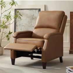Leather reclining chair with  Soft armrest, home theater seat with backrest  Adjustable and lumbar support, single sofa for adults,  Rest chair