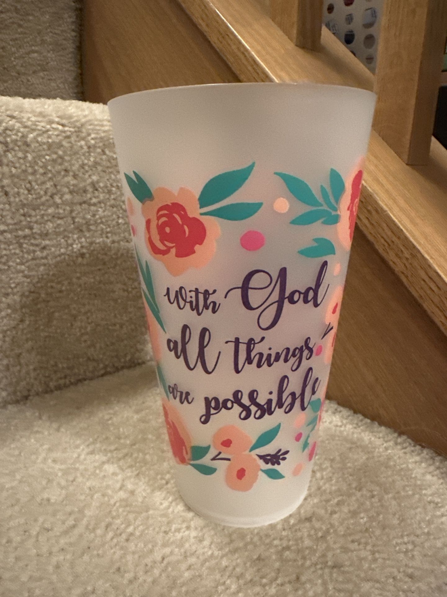 Inspirational Floral Cup With God All Things are Possible new $1.25