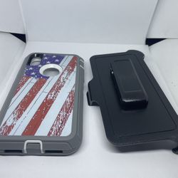 Belt Clíp Case For iPhone XR USA Flag Camouflage 