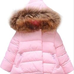 Very Cute Baby Girl  Winter Warm Jacket Hooded Snowsuit Windproof Coat Outerwear Soft Fur Hoodies .