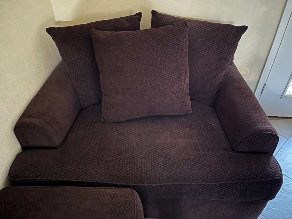 Dark Brown Couch With ottoman 