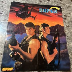 Nintendo Power Magazine Super C Contra Poster/ Dragon Warrior Map. Nintendo NES