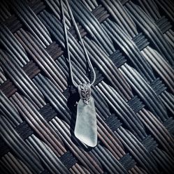 White Sea  Glass On Sterling Silver Necklace 