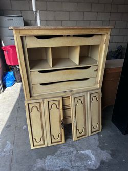 French Provincial Style secretary Dresser Cabinet needs TLC but nice