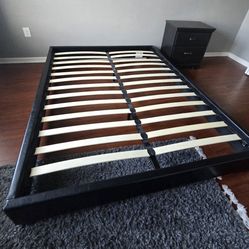 Queen / Full Platform Bed And Nightstand