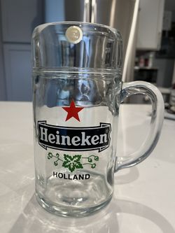 Vintage Heineken 1L Beer Stein Glass 