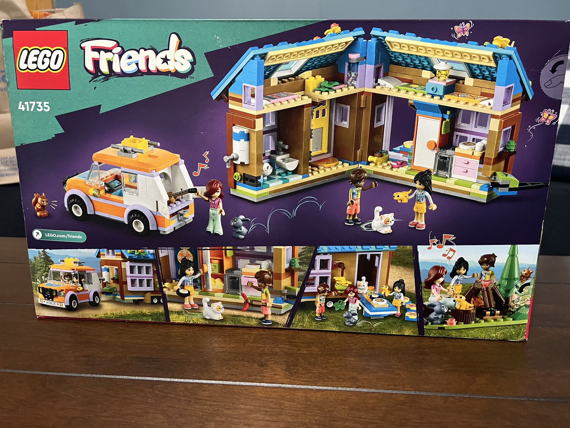 LEGO Friends Mobile Tiny House 41735, Forest Camping Dollhouse Pretend Play Set with Toy Car, Includes Leo & Liann Friendship Mini-Dolls, Gift Idea fo