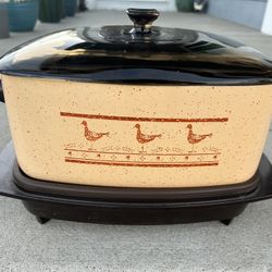 Vintage West Bend Slow Cooker – Farmhouse Duck Pattern – Retro 1970s – Works