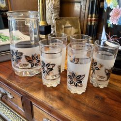 Mid Century water Glasses water jug