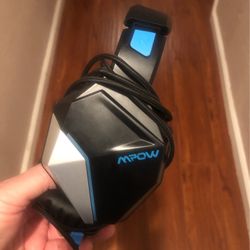 Mpow BH414AD 3.5mm Jack Noise Cancellation Wired Over-Ear Headset With Mic and Volume Control, Blue