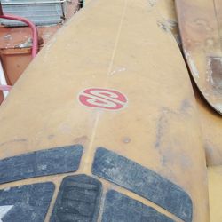Vintage Surfboard with leash and deck patch