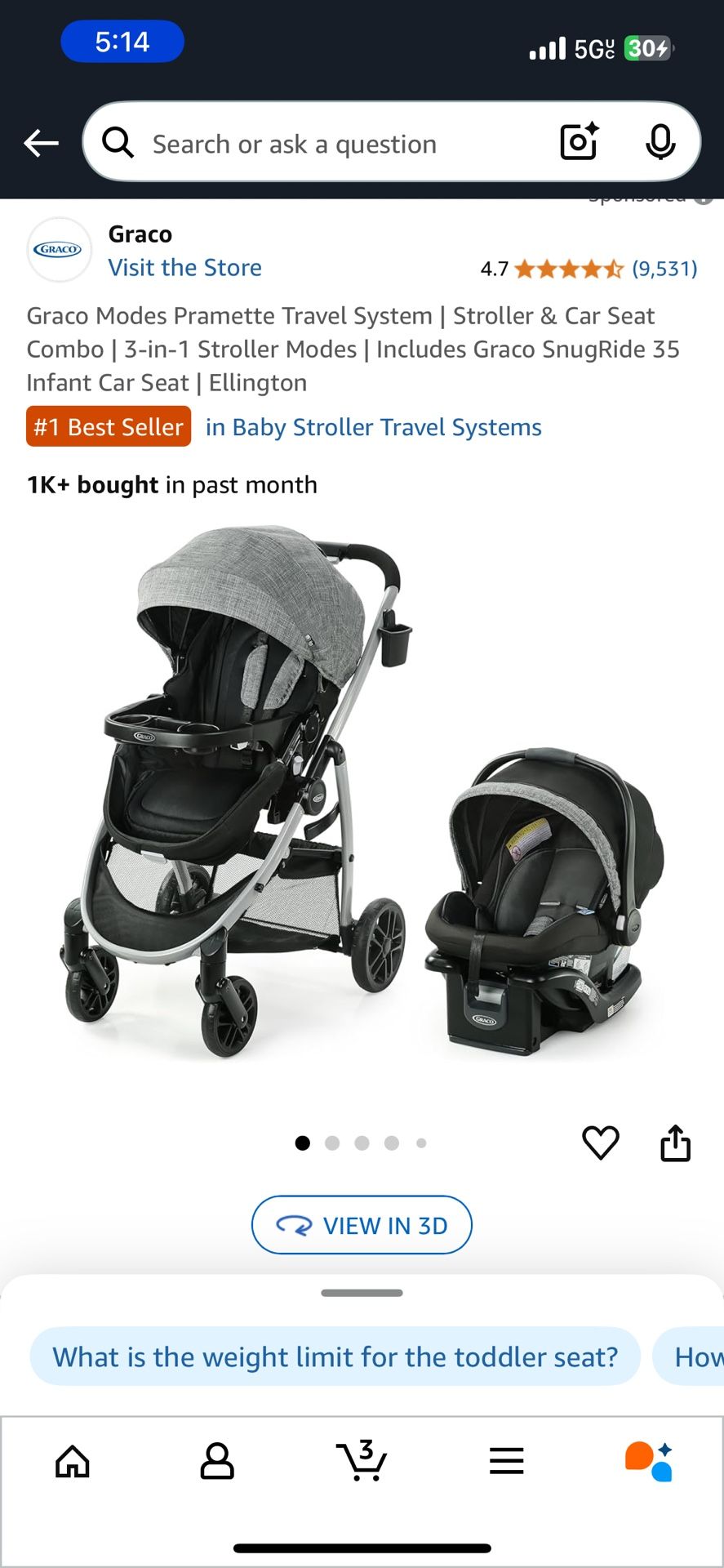 Graco Modes Pramette travel system (stroller & car seat)