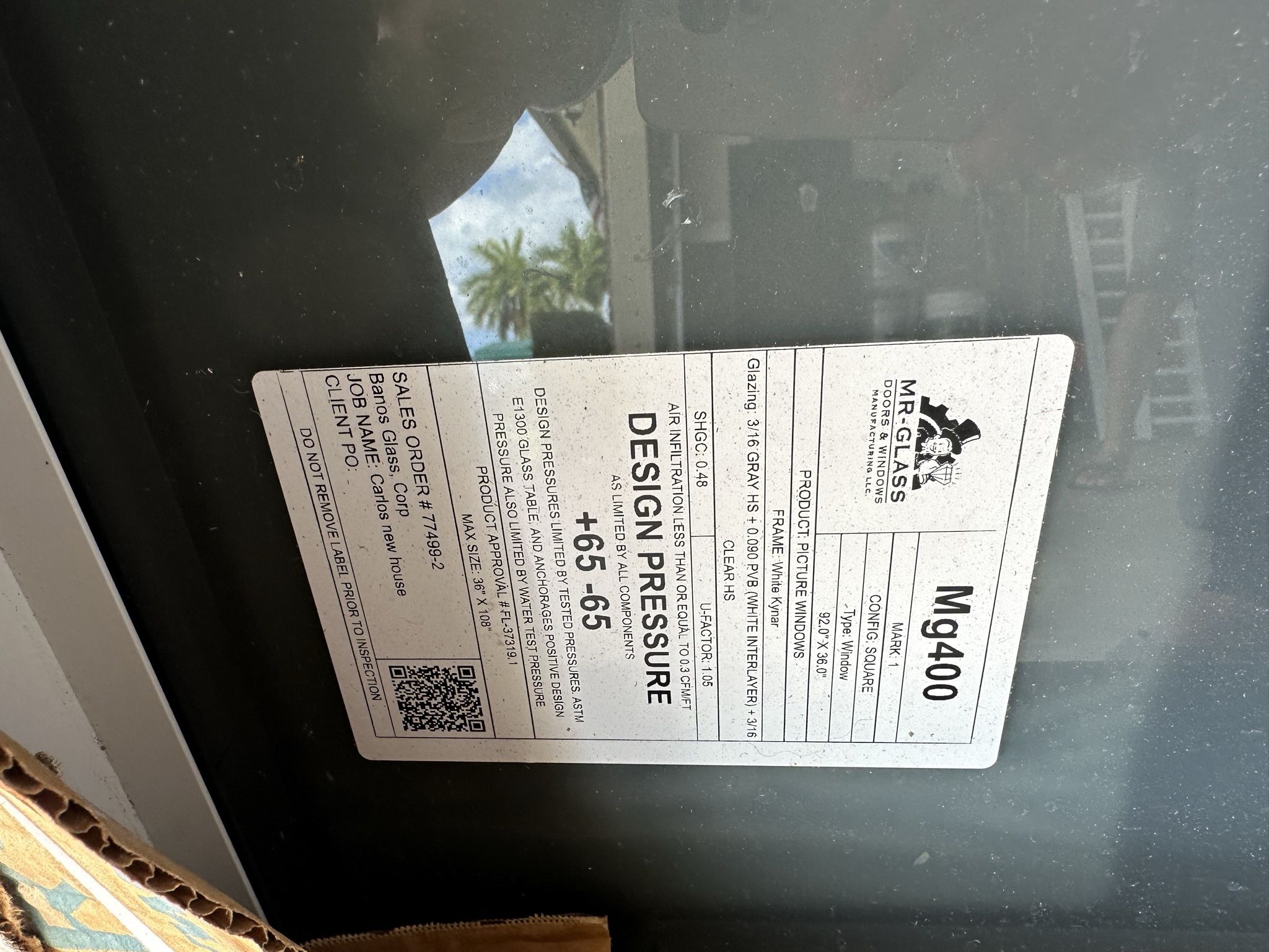 92x36 MR GLASS Picture Window Impact (2 Of Them)