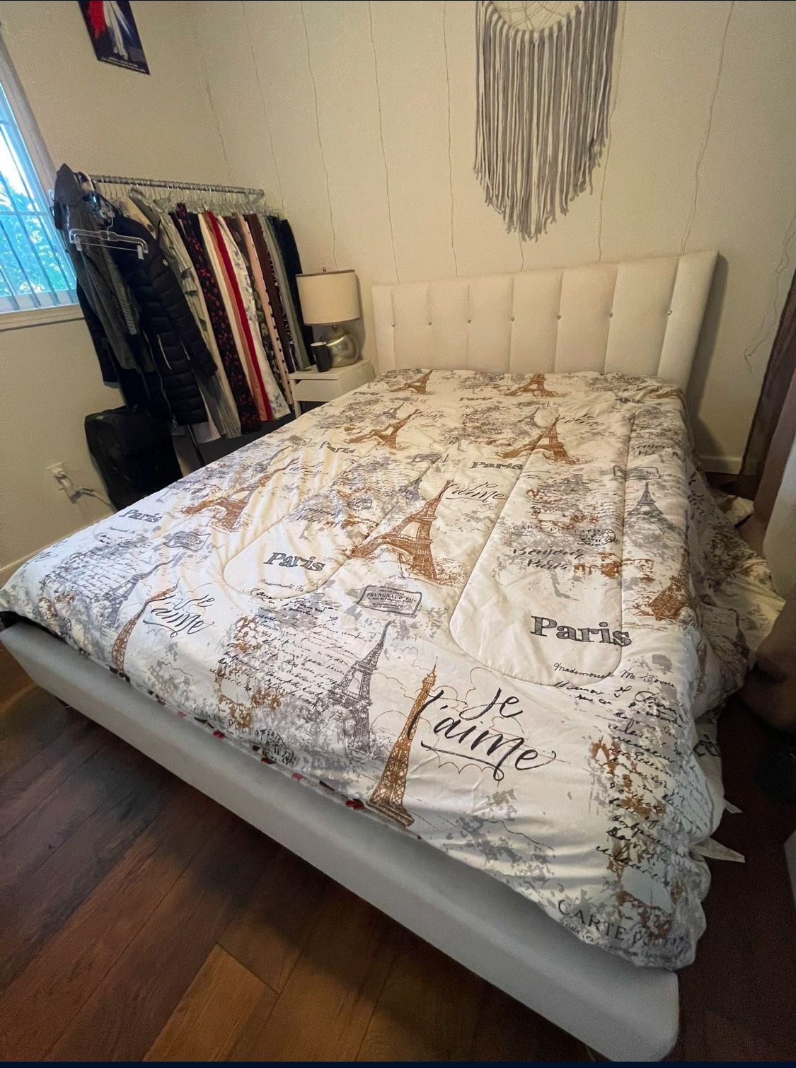 Queen Bed frame White Leather .Mattress not included