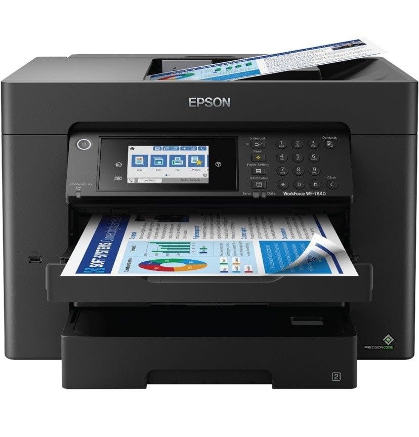 Epson Workforce Pro WF-7840 Wireless All-in-One Wide-Format Printer with Auto 2-Sided Print up to 13" x 19", Copy, Scan and Fax, 50-Page ADF, 500-shee