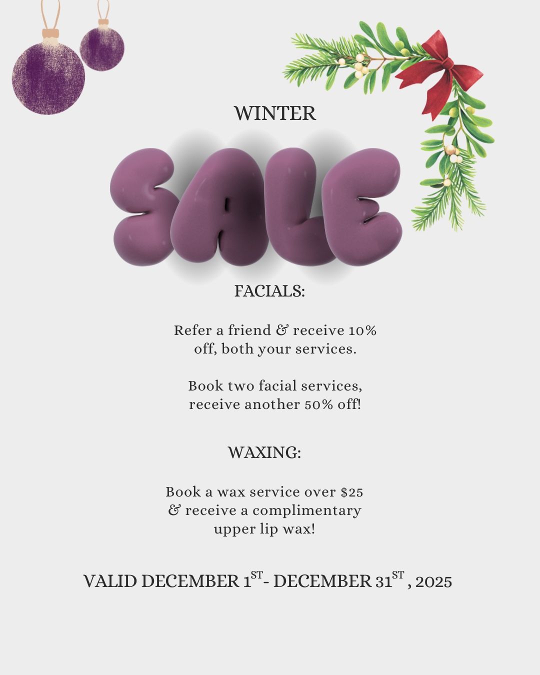 Winter Facial/Wax  Sale