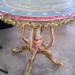 Beautiful Vintage Hand Painted Hardwood Table