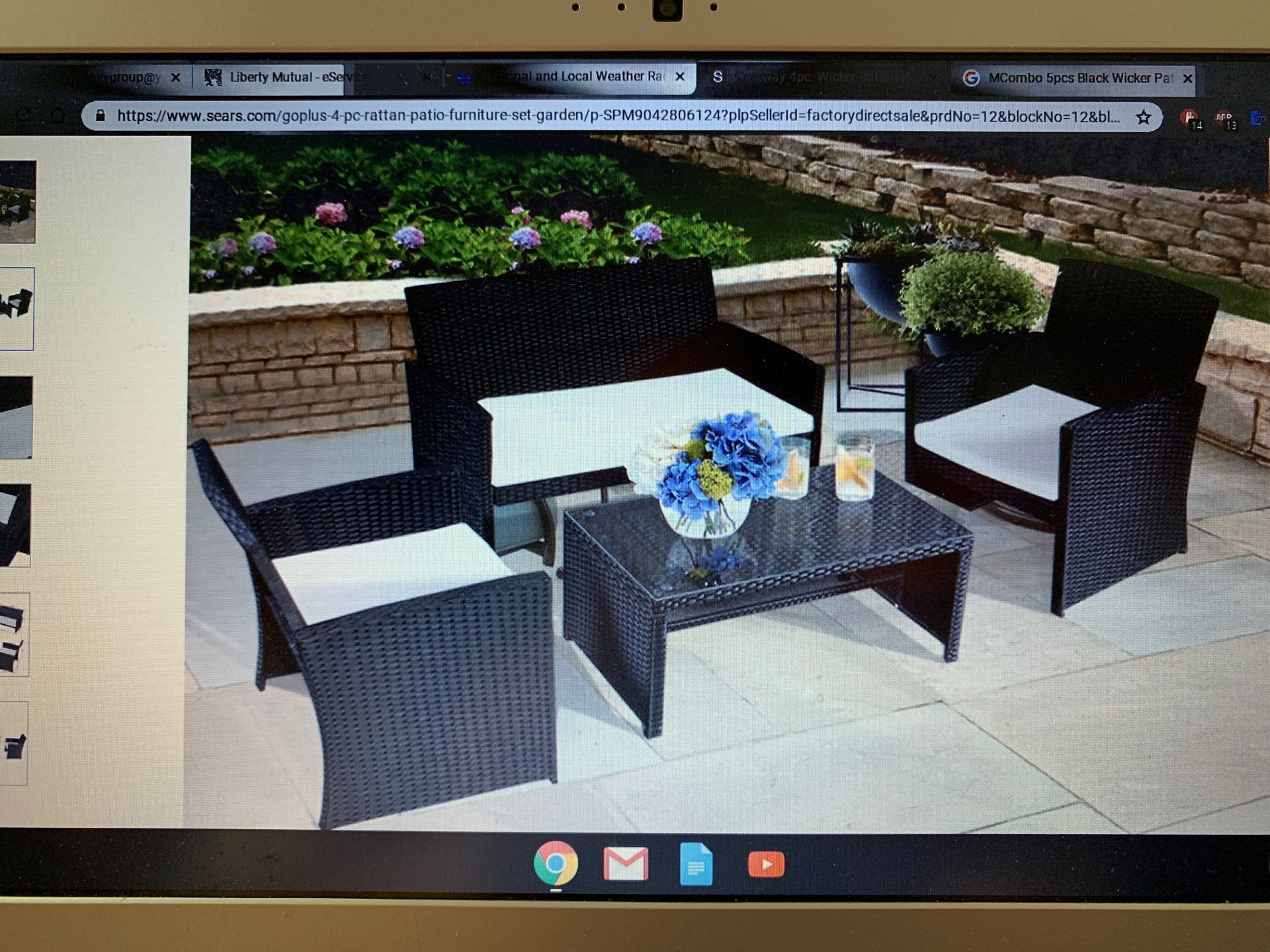 Combo 5 pcs black wicker patio sectional outdoor sofa furniture