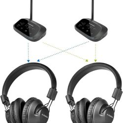 Avantree Shift - Wireless TV Multiple Headphones Pack, Ideal for Watching 2 or More TVs, with Cross-Compatibility, Pass-Through, Long Range, Scalable 