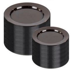 200 Pcs Clear Black Plastic Plates
