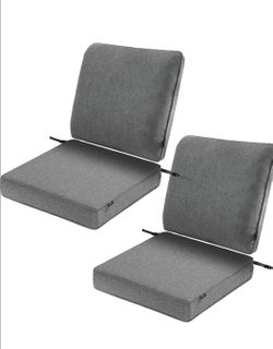 SUNROX 2 Pack Outdoor Chair Cushions Waterproof & FadeShield Patio Furniture Cushions, All-Weather Quick-Dry Deep Seat Cushions with DryMesh Drainage 