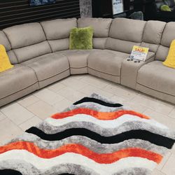 *Weekly Feature!!!*---Attractive Alejandra Mocha Fabric Reclining Sectional Sofa---Delivery And Financing Available👌