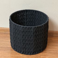 Large Black Storage Braided Basket- 14.5” R X 12” H