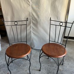Metal Chairs w/ Solid Wood Seat