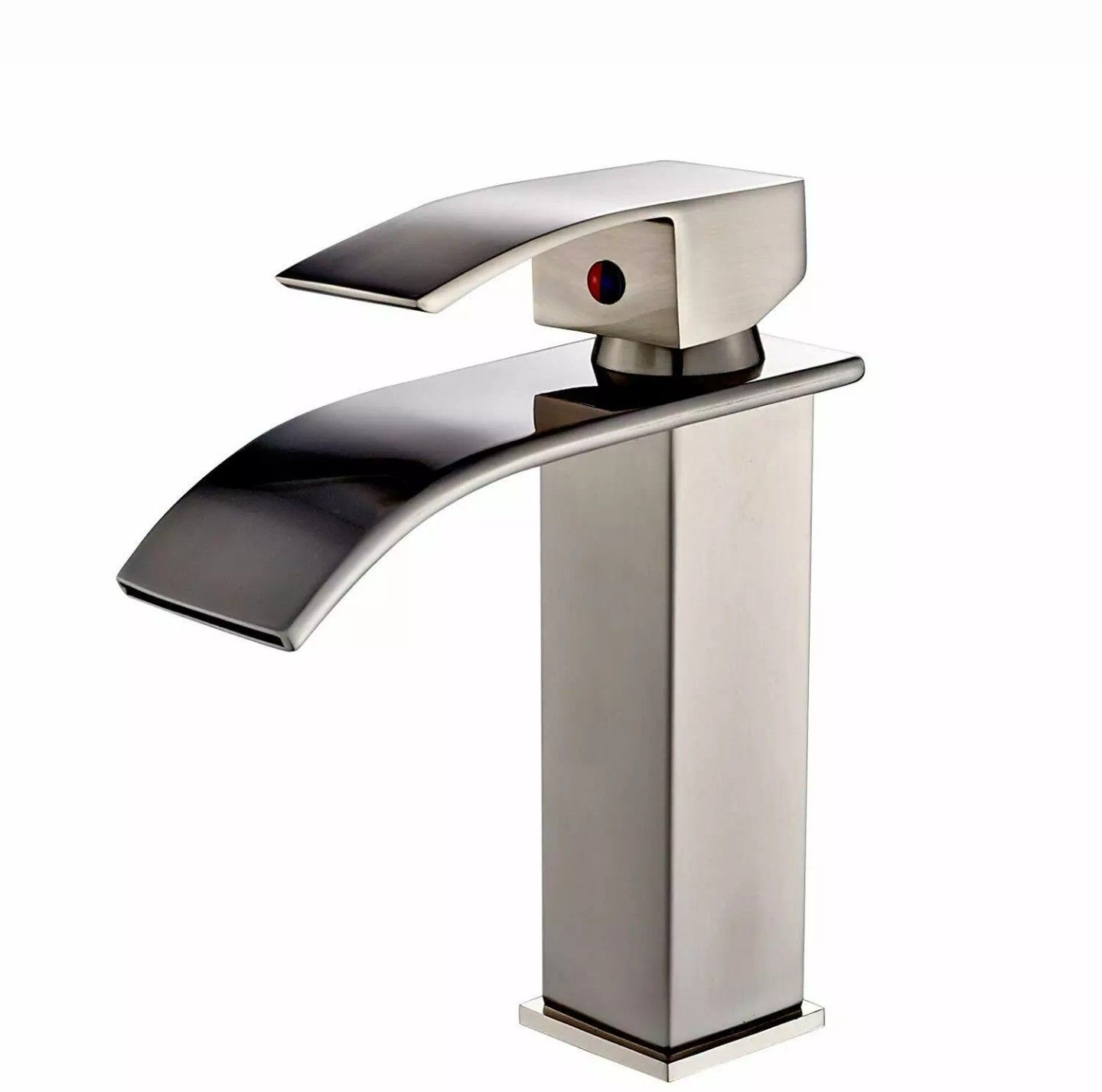 Bathroom sink faucet brushed nickel waterfall spout basin