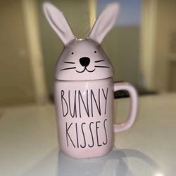 NEW RAE DUNN BUNNY KISSES PINK MUG 