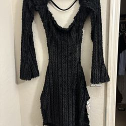Black Fuzzy Mini Dress – New With Tags 