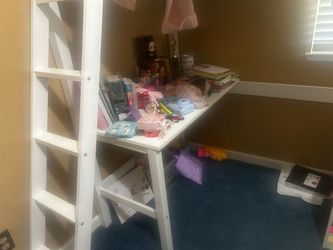 2 White Twin Loft Bed with Built-In Desk — $250- $300 OBO (250-300 each bed frame)