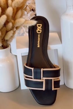 AMINA BLACK - Women’s Flat Slide Sandals – Handmade Woven Summer Sandals
