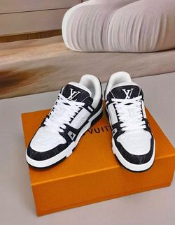 LV trainer sneakers white and black