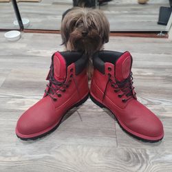 Waterproof Red Timberlands Size 10 M