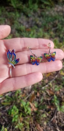 Colorful crystal butterfly jewelry
