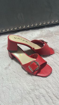 Red Buckle Kitten Heel