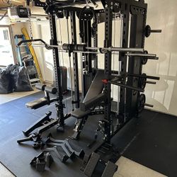 Smith Machine 500 | Adjustable Bench | 245lb Cast Iron Olympic Weights | 7ft Olympic Bar | Fitness | Gym Equipment | FREE DELIVERY/INSTALLATION 🚚 🛠️