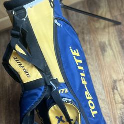 Top Flite XL; Junior Golf Bag w/Bag Stand Blue/Yellow 26" Tall 3 Jr Golf clubs