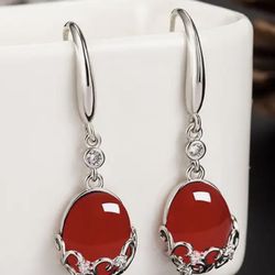 925 Sterling Silver, Natural Jade Earrings [EAR99]