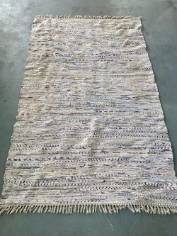 Off White Woven Multi Color Area Rug 