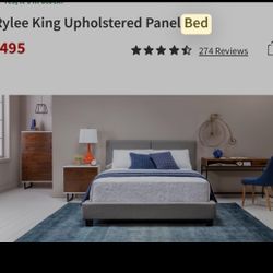 Like New - King Upholstery Panel Bed