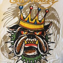 Ed Hardy Bulldog Crown Graphic Men's T-Shirt (2X, Ivory)