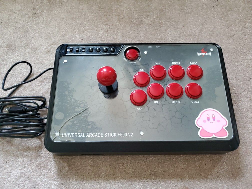 MayFlash Universal Arcade Stick F500 V2, Black/Red with cracked
