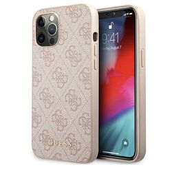 GUESS GUHCP12LG4GFPI Case for iPhone 12 Pro Max 6.7 Inch Pink Hard Case 4G Metal Gold Logo